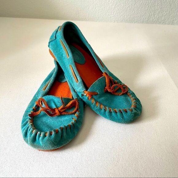 Jeffrey Campbell frontier turquoise and Terra cotta moccasins 6 - Picture 1 of 9